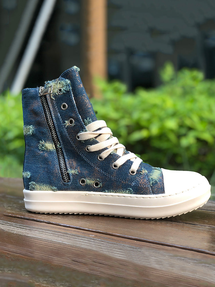 Denim High-Top Sneakers