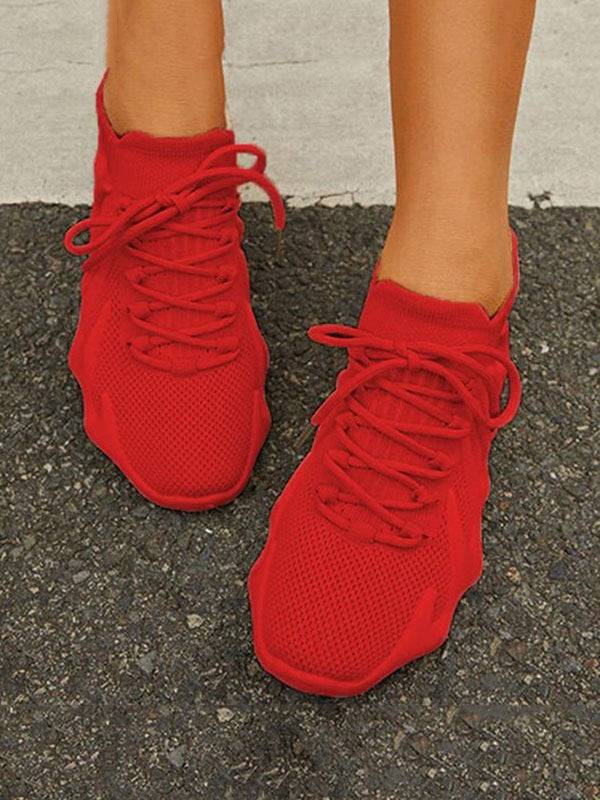 Lace-up Knit Breathable Sneakers