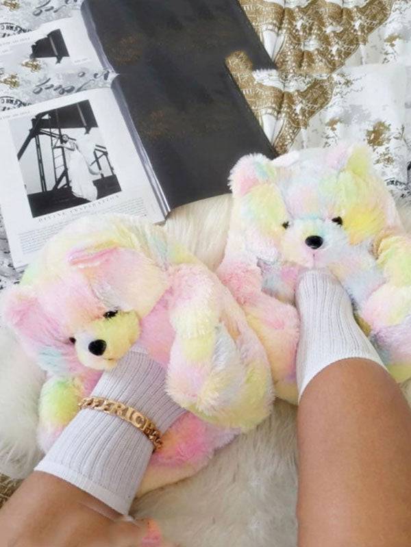 Fluffy Teddy Bear Slippers