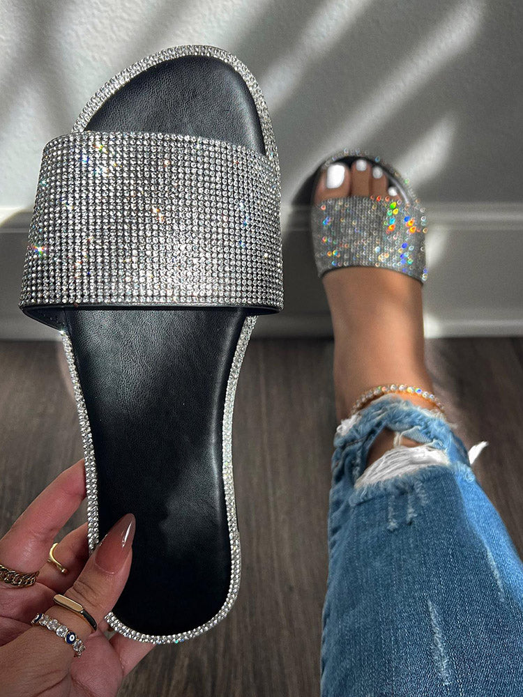 Crystal Glitter Flat Bling Slippers