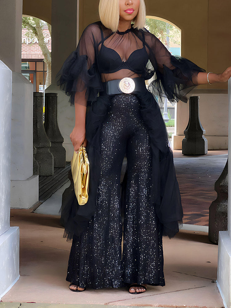 Sequin Wide Leg Pants