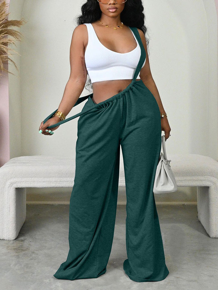 Long Strap Wide Leg Overalls