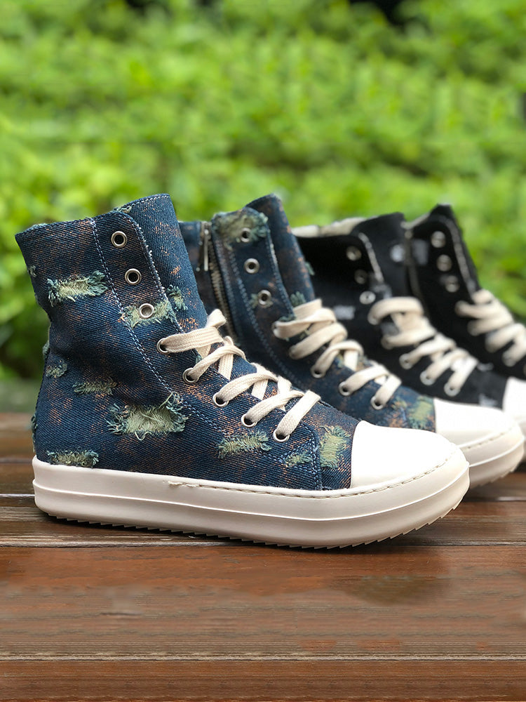 Denim High-Top Sneakers