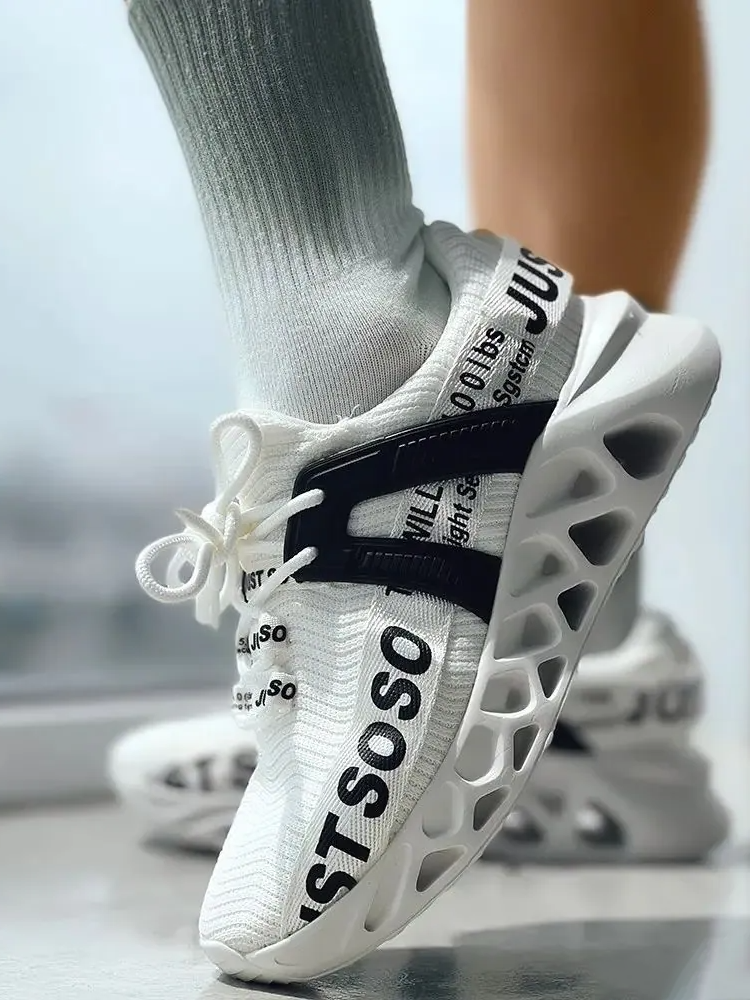 Letter Knit Sneakers