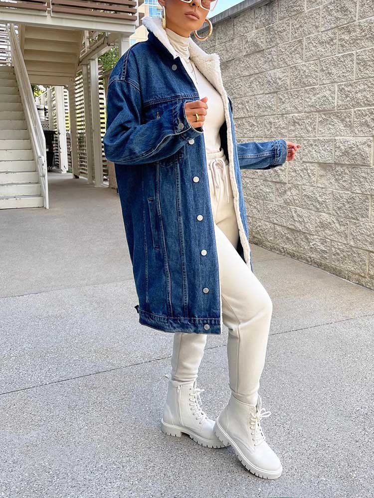 Fleece Lined Denim Coat