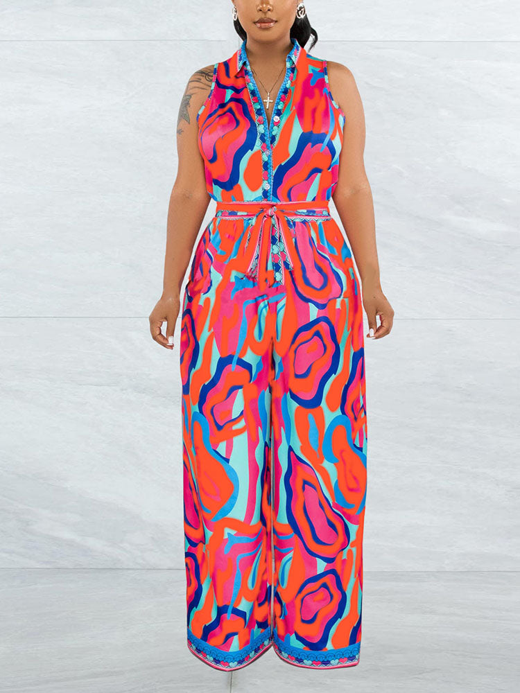 Print Sleeveless Jumpsuit