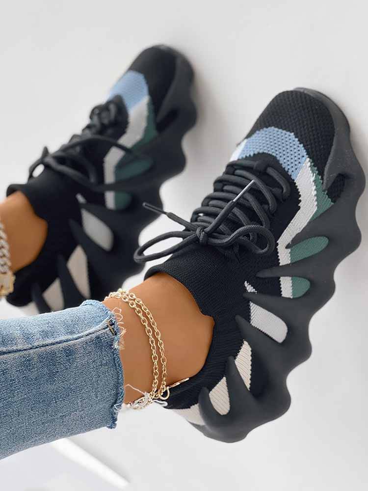 Lace-up Knit Breathable Sneakers