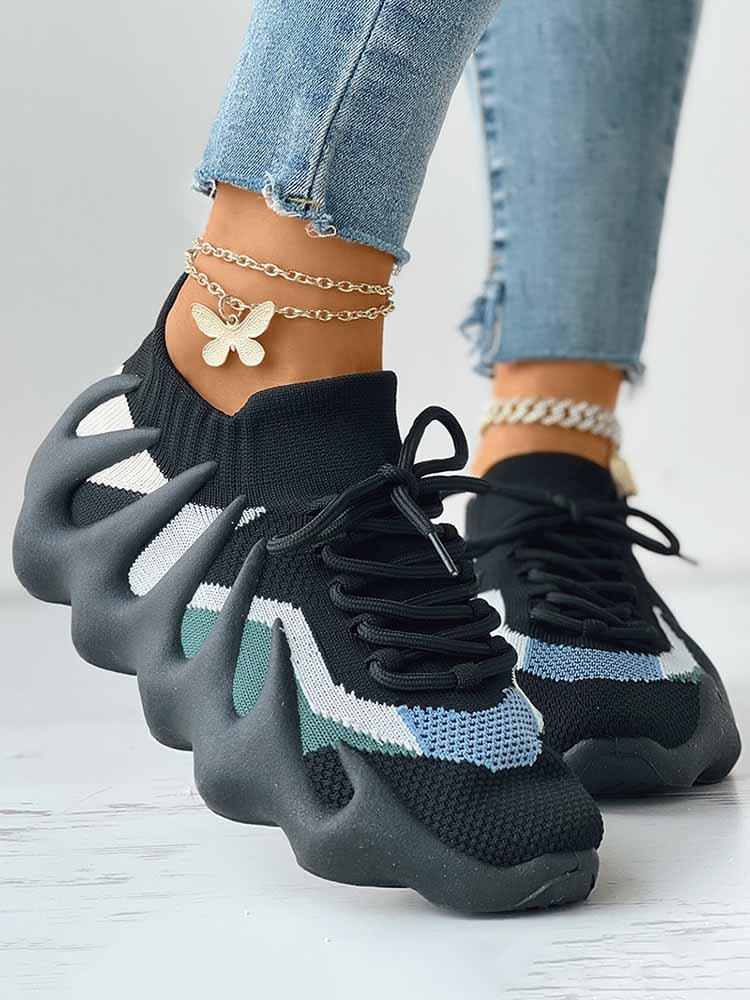 Lace-up Knit Breathable Sneakers