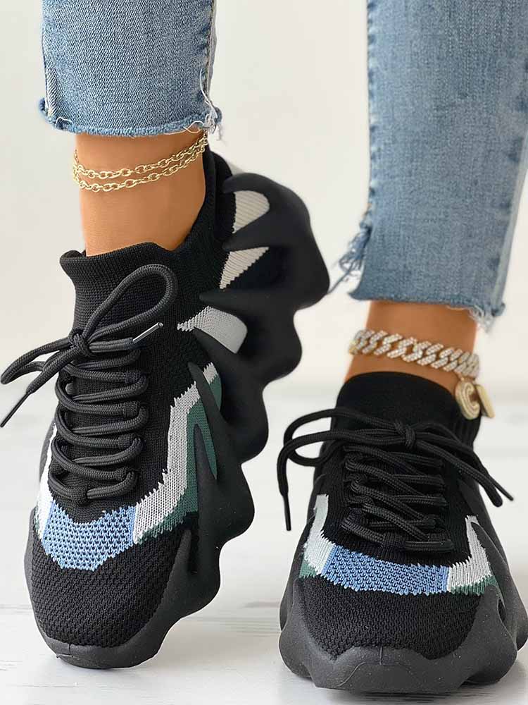 Lace-up Knit Breathable Sneakers