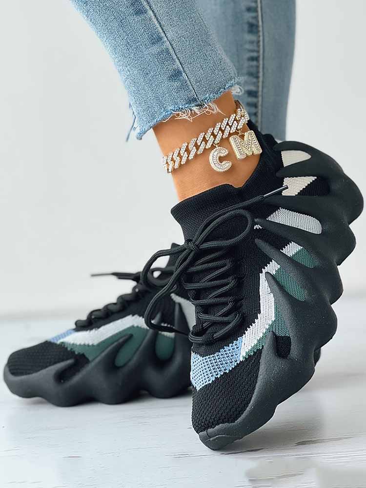 Lace-up Knit Breathable Sneakers