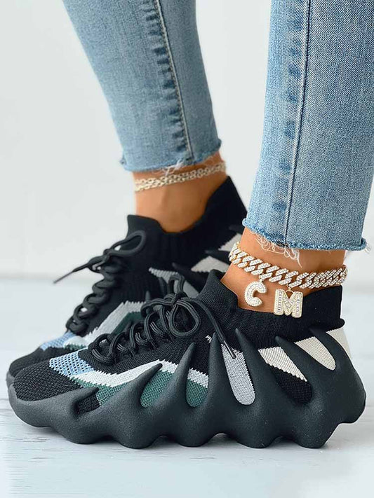 Lace-up Knit Breathable Sneakers