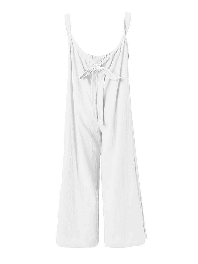 Sleeveless Wide Leg Overalls