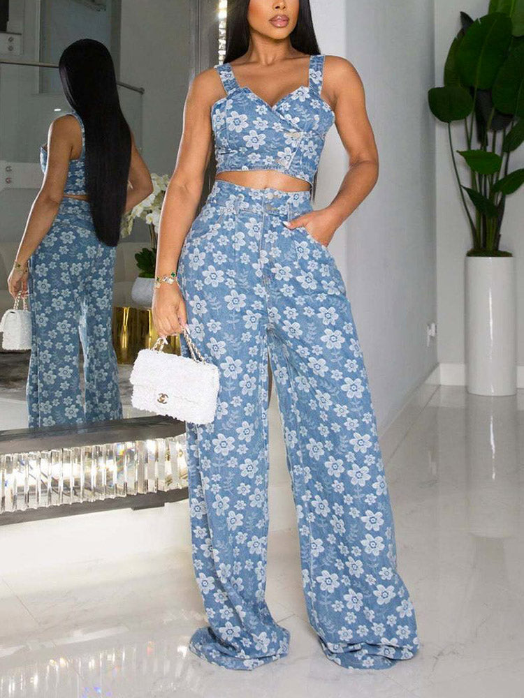 Floral Denim Set