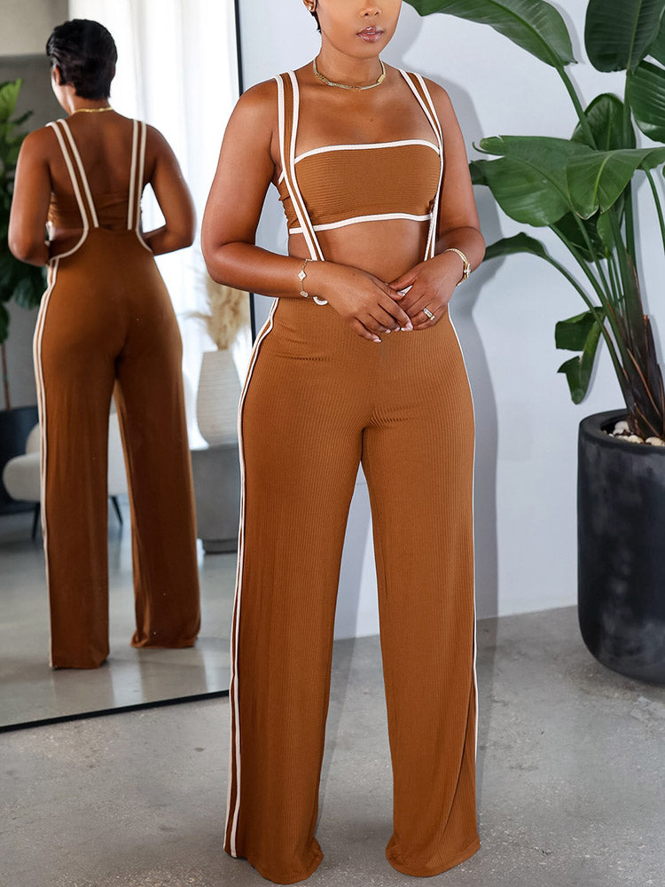 Tube Top Wide Leg Overall Set