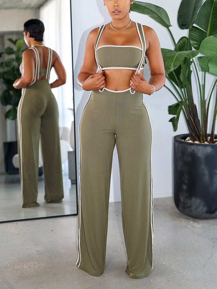 Tube Top Wide Leg Overall Set