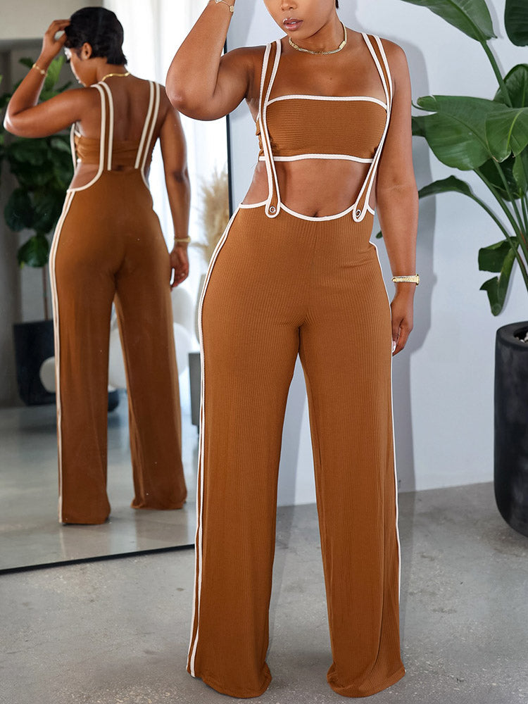 Tube Top Wide Leg Overall Set