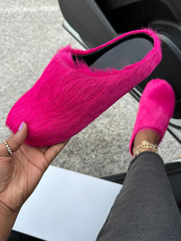 Fur Slip-On Flat Slides