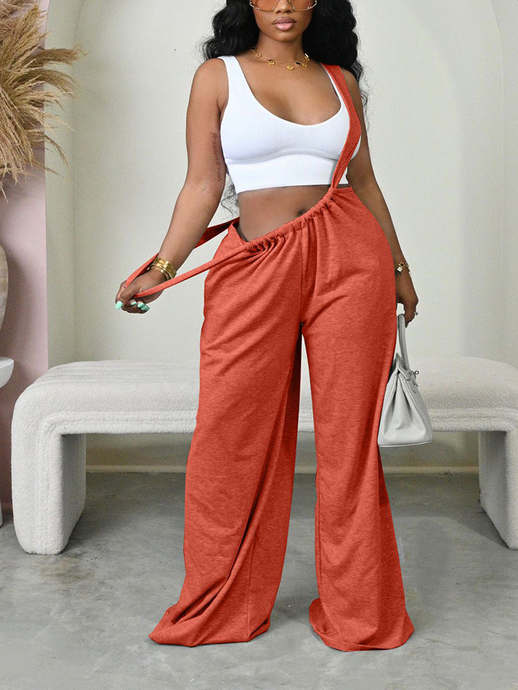 Long Strap Wide Leg Overalls