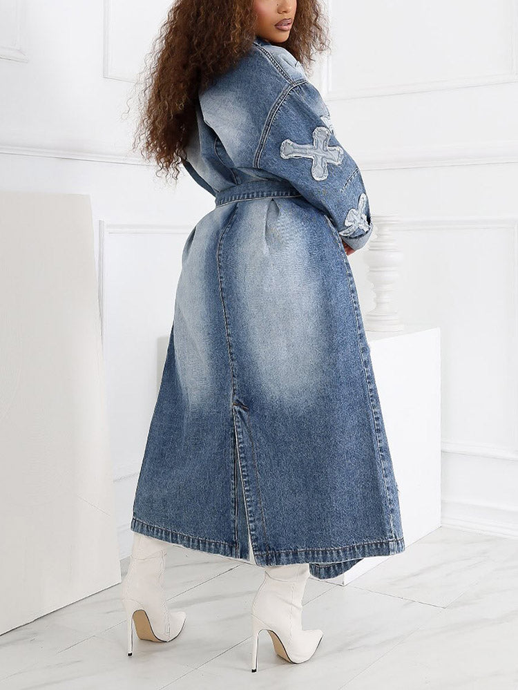 Cross Denim Trench Coat