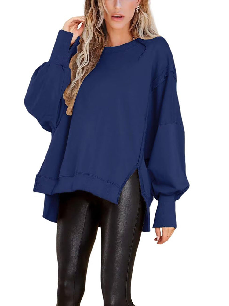 Crew Neck Oversized Split Sweatshirt