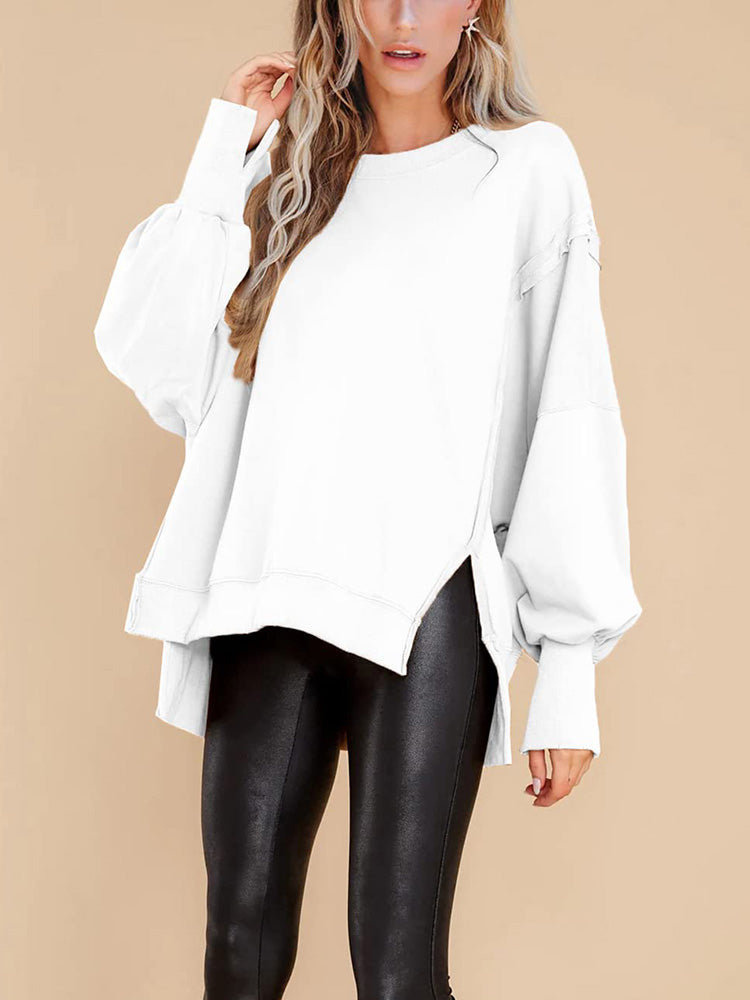 Crew Neck Oversized Split Sweatshirt