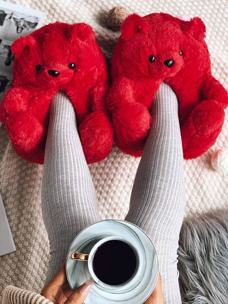 Fluffy Teddy Bear Slippers