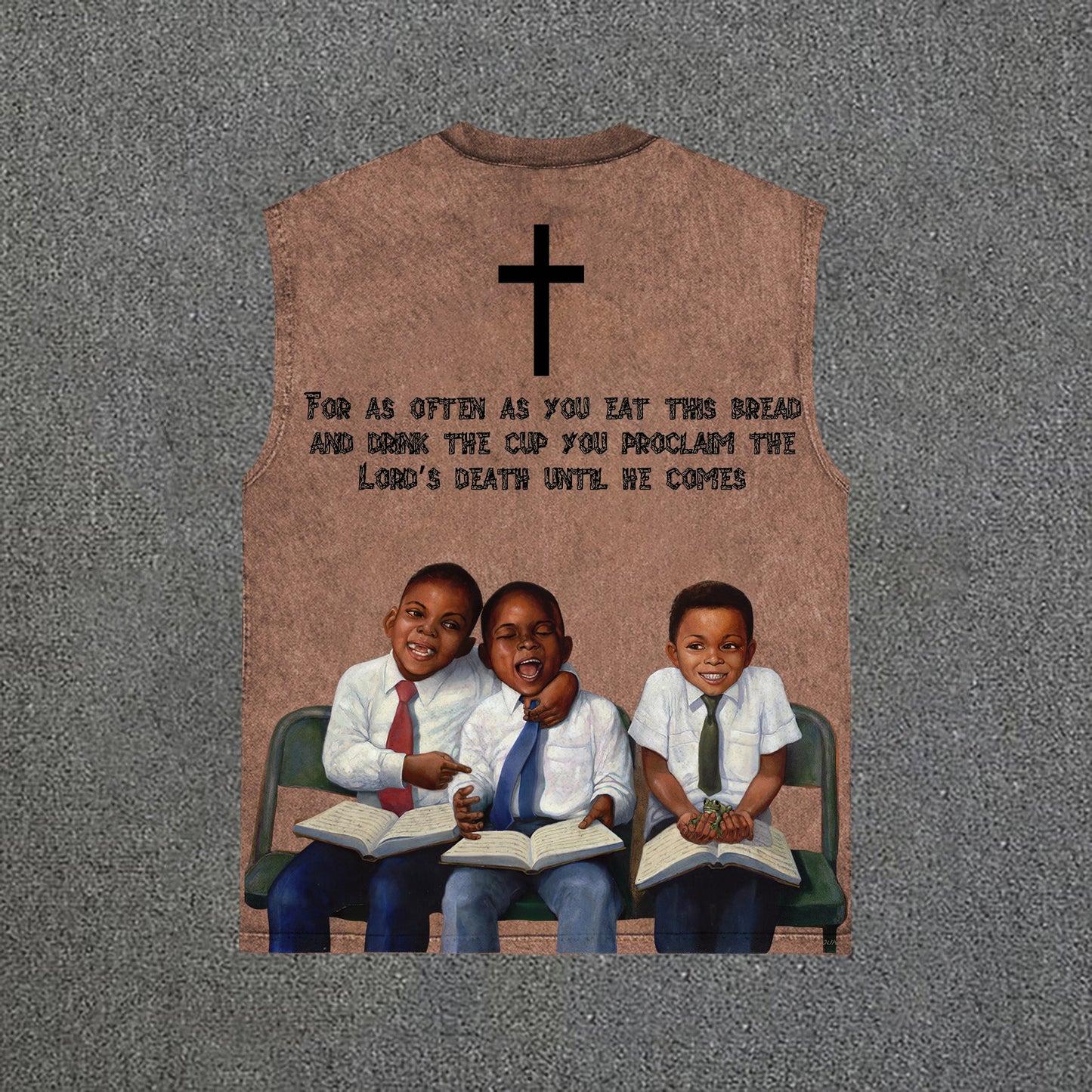 Retro First Sunday Faith Graphic Print Vintage Wash Sleeveless Tank Top