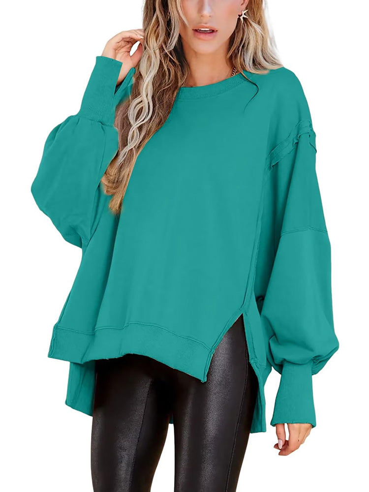 Crew Neck Oversized Split Sweatshirt