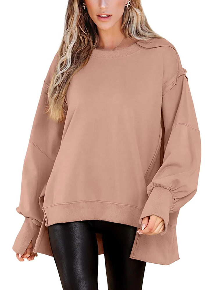 Crew Neck Oversized Split Sweatshirt