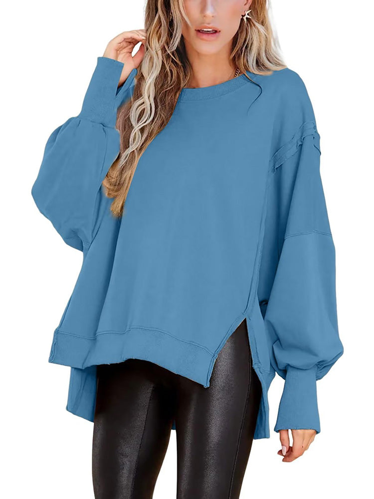 Crew Neck Oversized Split Sweatshirt