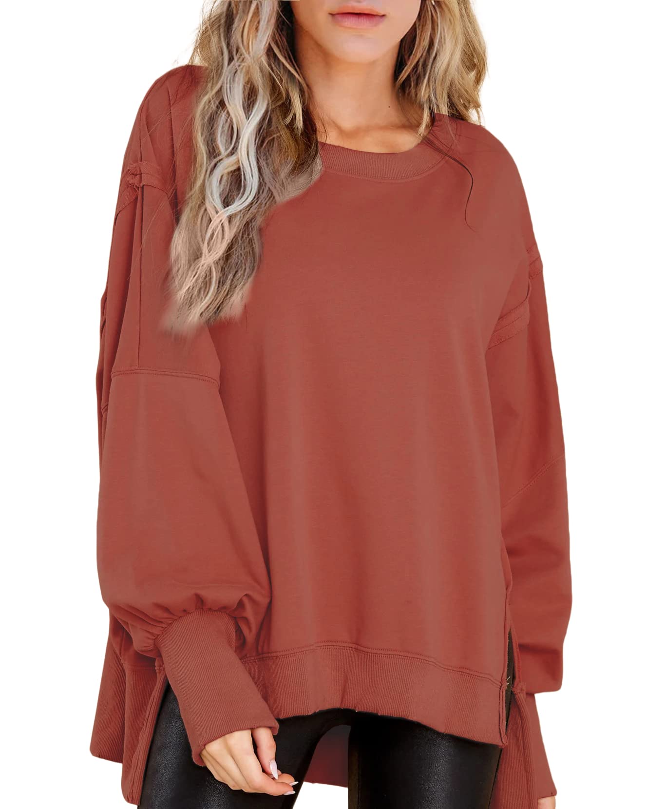 Crew Neck Oversized Split Sweatshirt