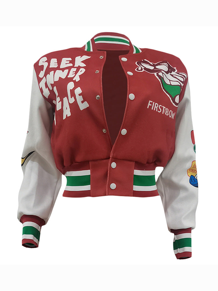 Letter Cropped Varsity Jacket