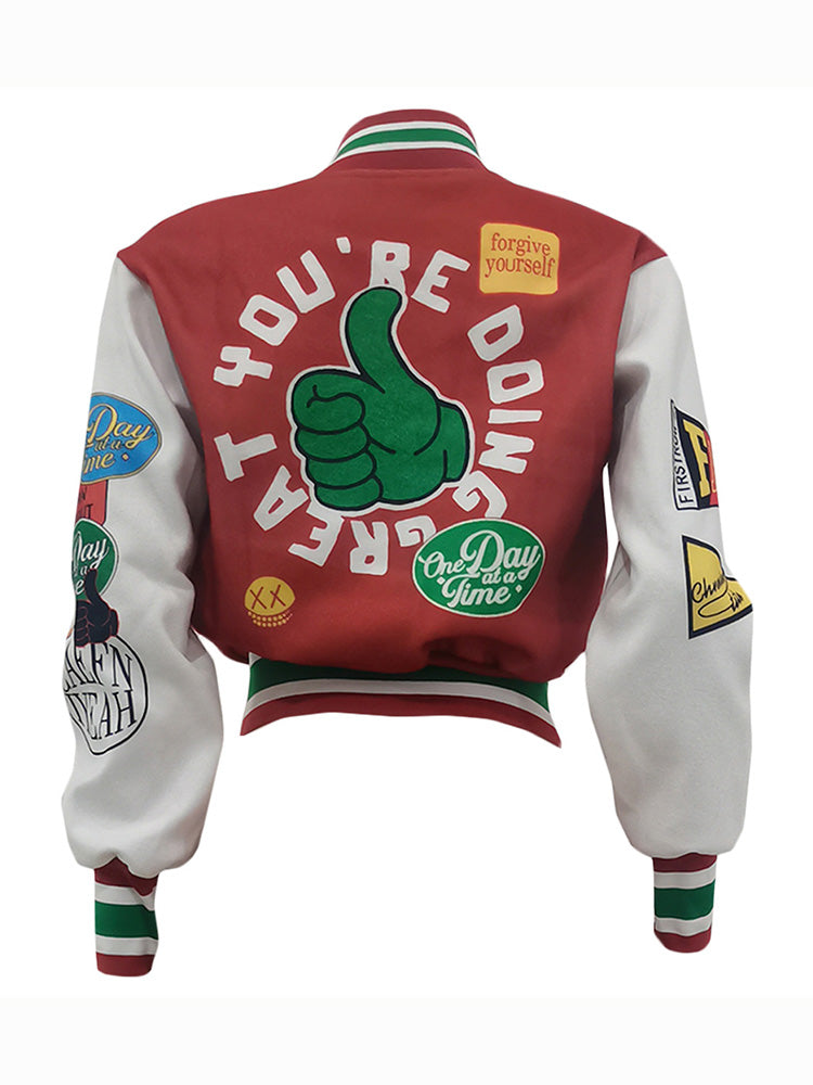 Letter Cropped Varsity Jacket