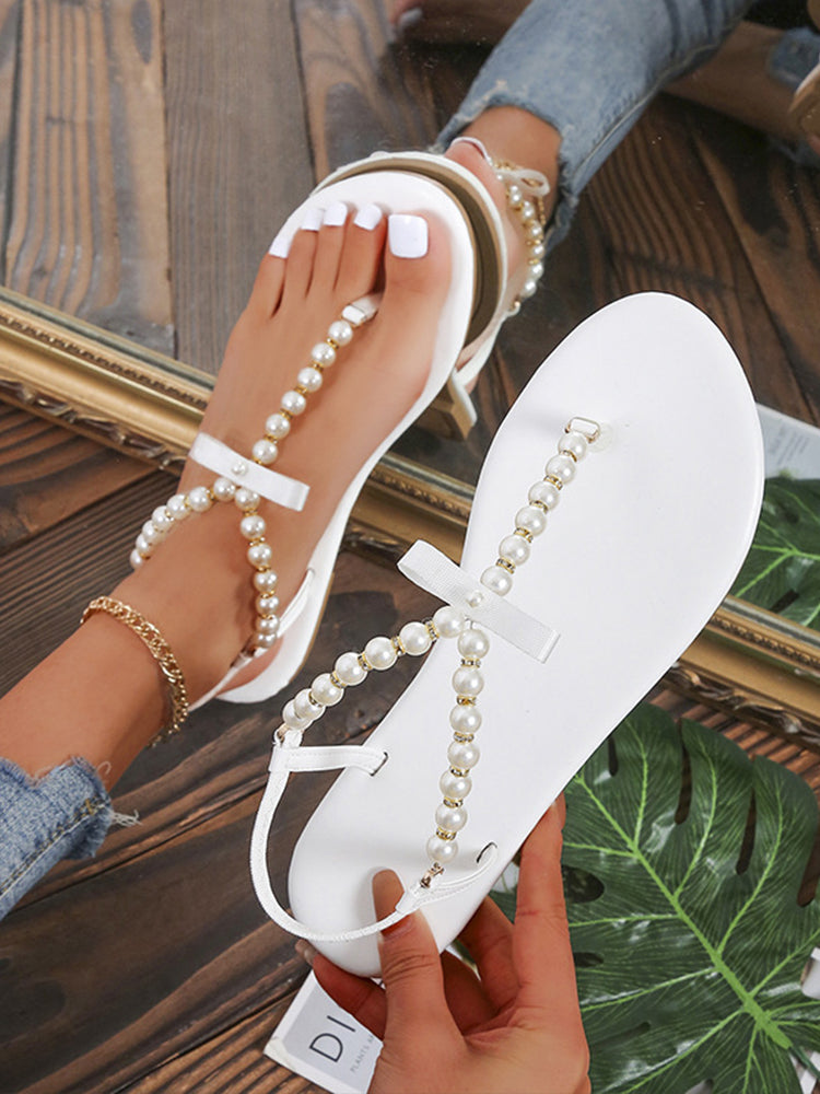 Roman Style Beaded Flat Sandals