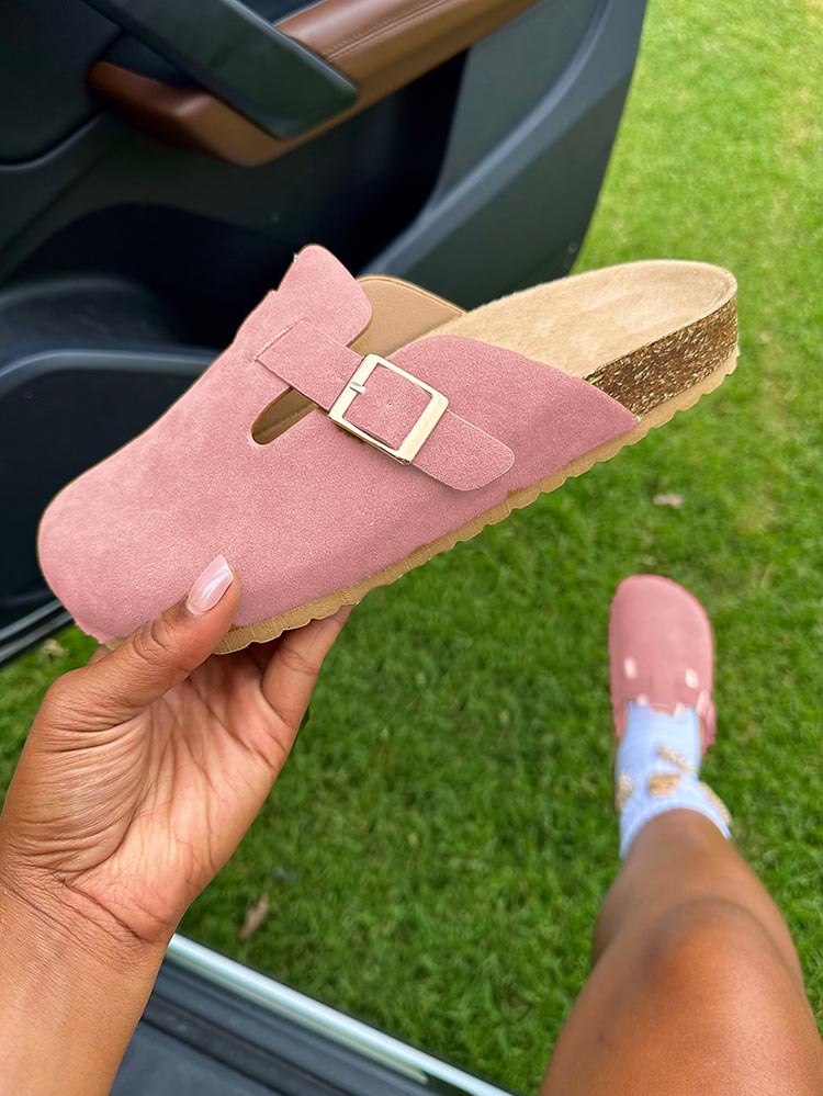 Suede Slip-On Sandals