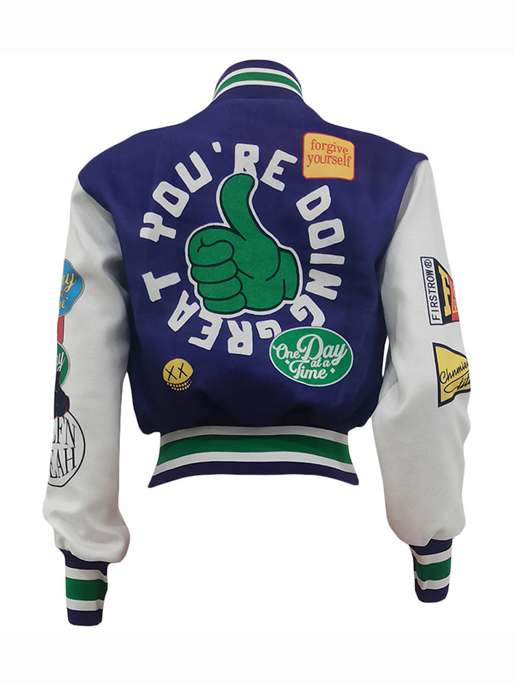 Letter Cropped Varsity Jacket