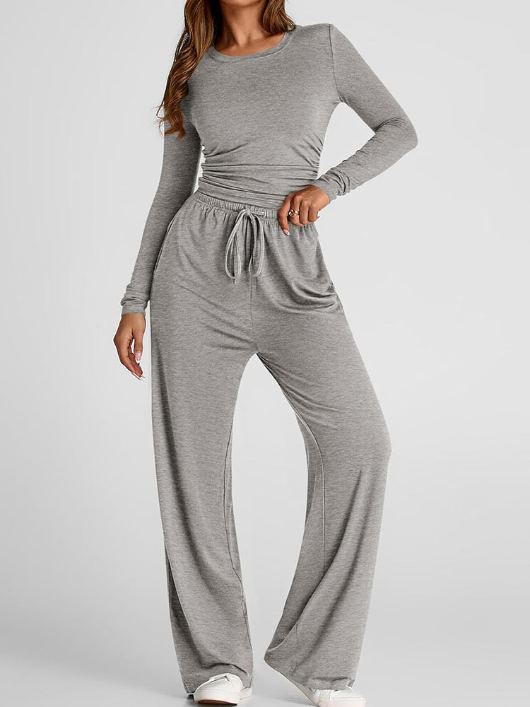 Cozy Crop Top & Wide Pants Set