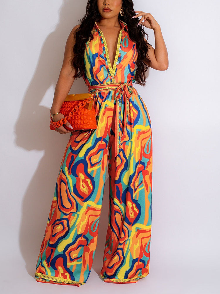 Print Sleeveless Jumpsuit