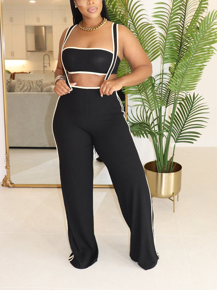 Tube Top Wide Leg Overall Set