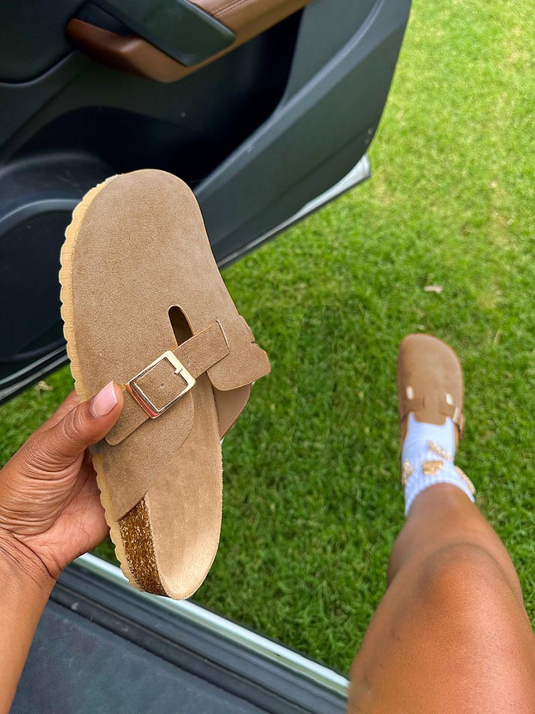 Suede Slip-On Sandals