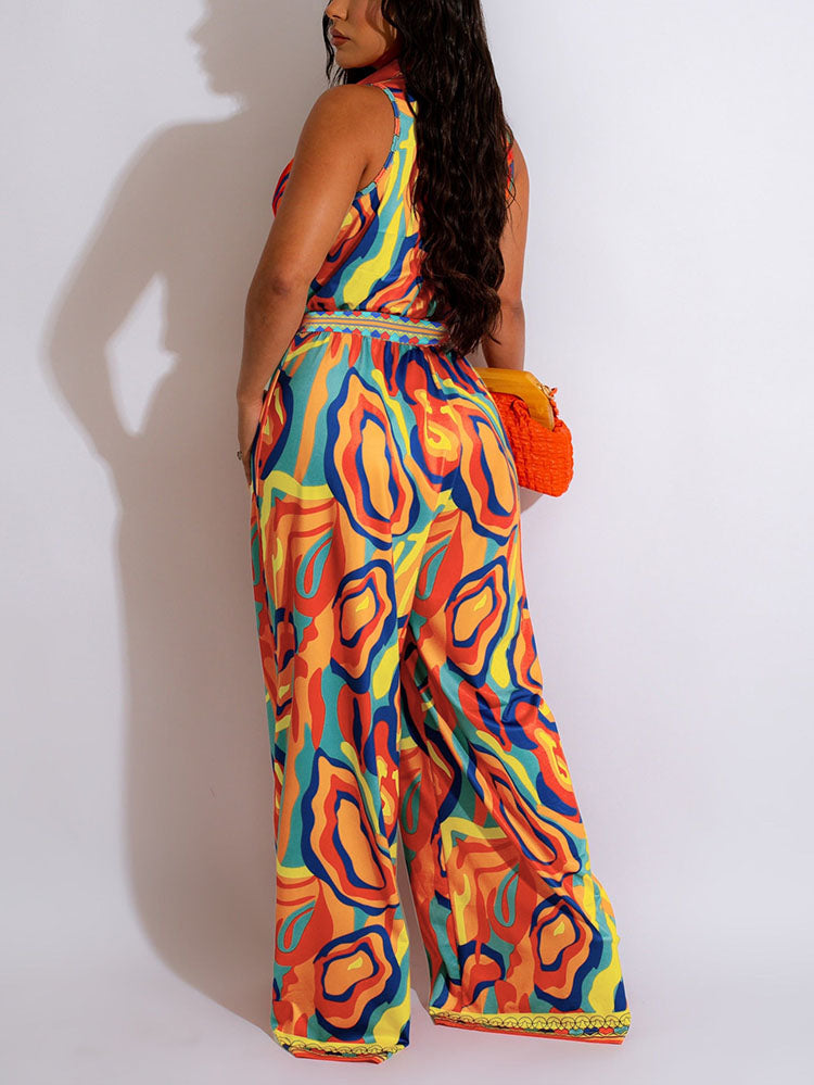 Print Sleeveless Jumpsuit