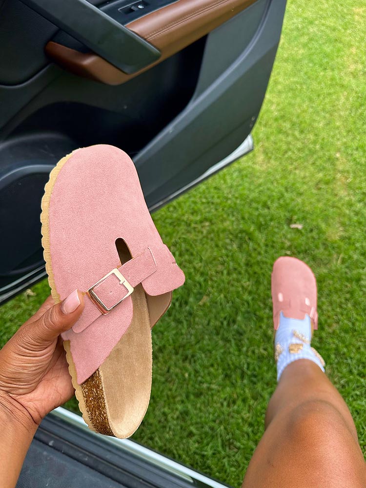 Suede Slip-On Sandals