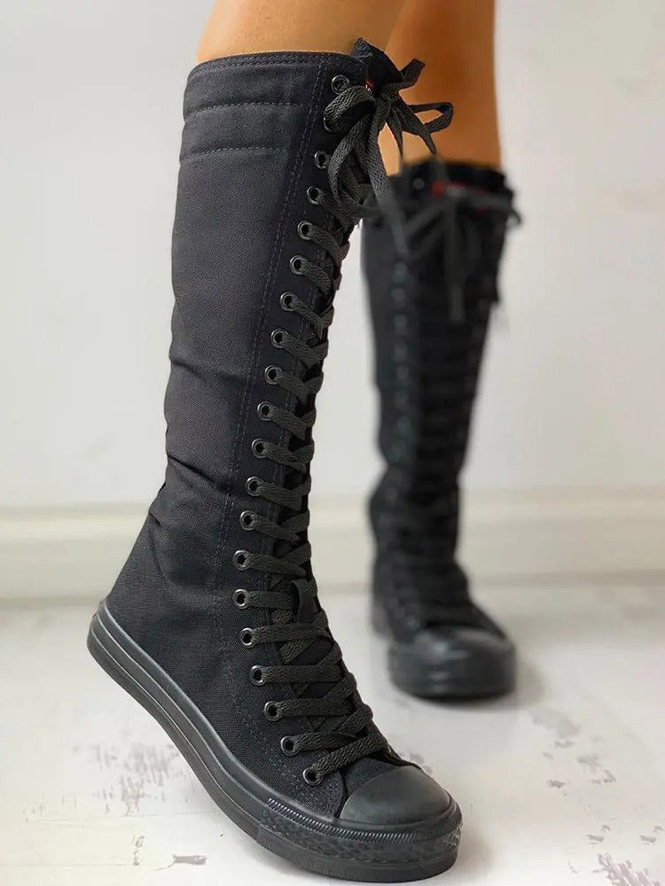 Lace-up Canvas Boots