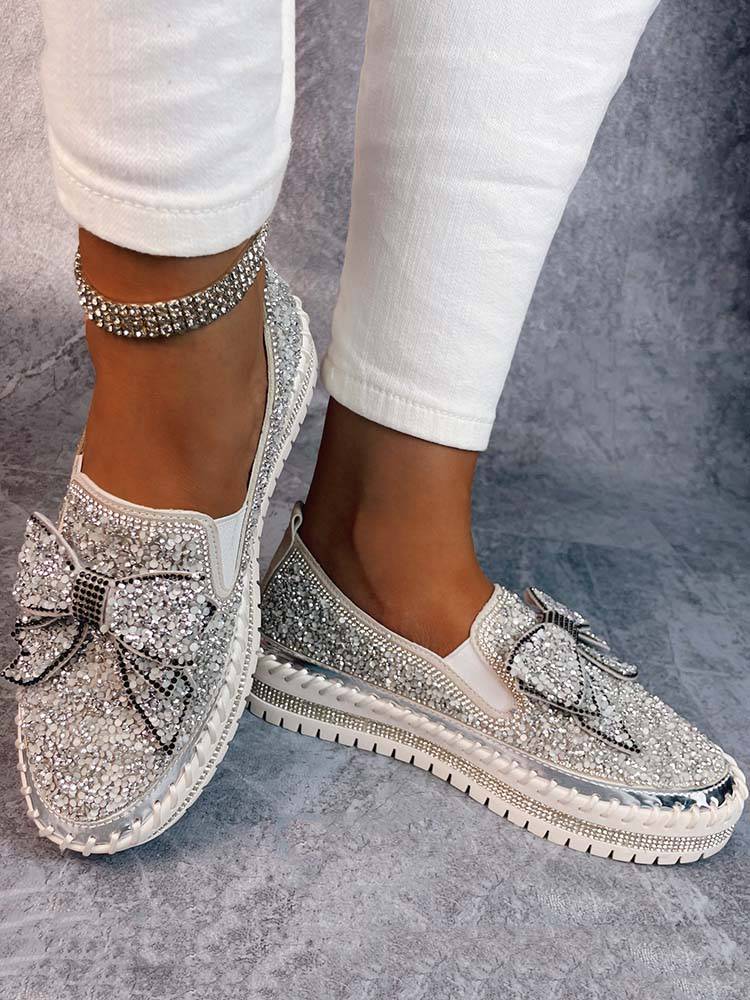 Bowknot Rhinestone Loafers Shoes