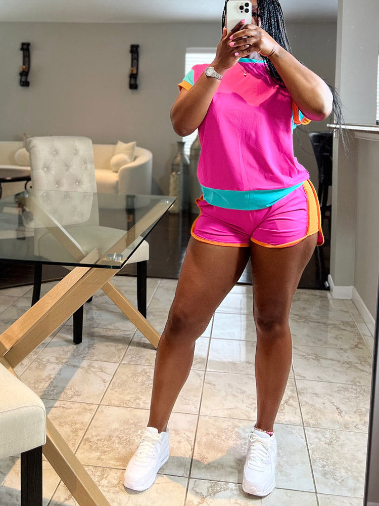 Color Block Shorts Set