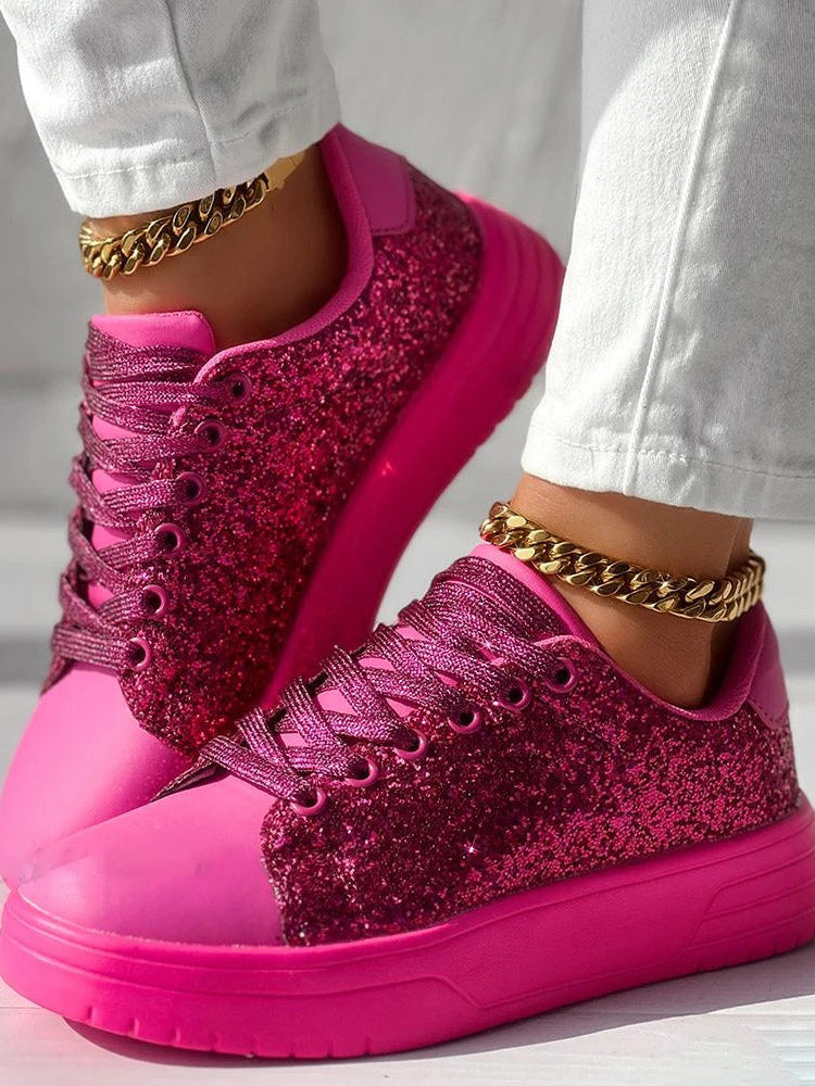 Glitter Shiny Lace Up Sneakers