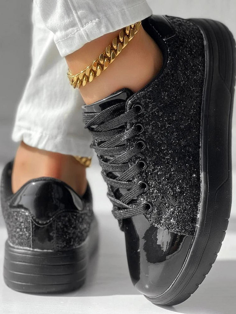 Glitter Shiny Lace Up Sneakers