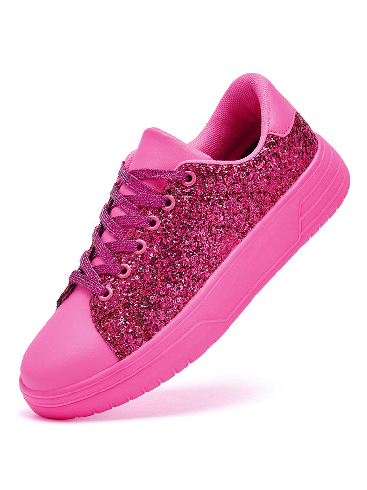 Glitter Shiny Lace Up Sneakers