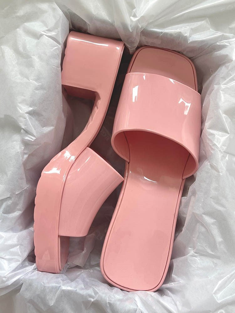 Jelly Chunky Heel Sandals