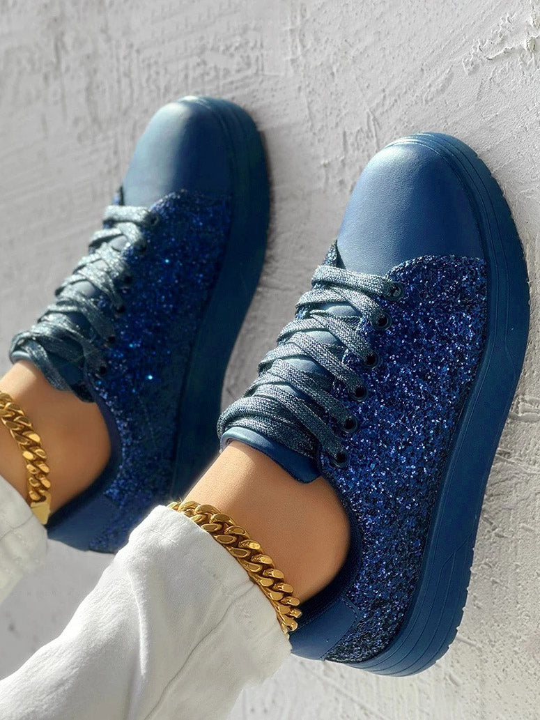 Glitter Shiny Lace Up Sneakers